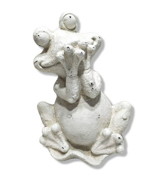 16" White Happy Frog Indoor Outdoor Statue