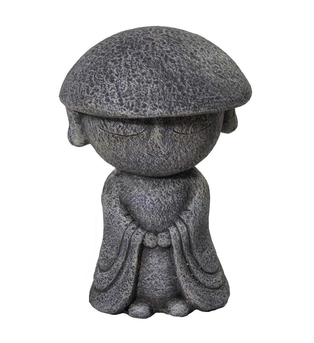 14" Gray Hatted Monk Indoor Outdoor Statue