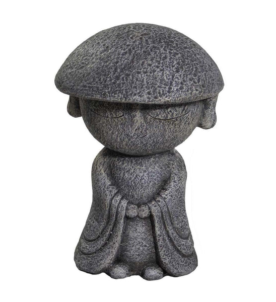 14" Gray Hatted Monk Indoor Outdoor Statue