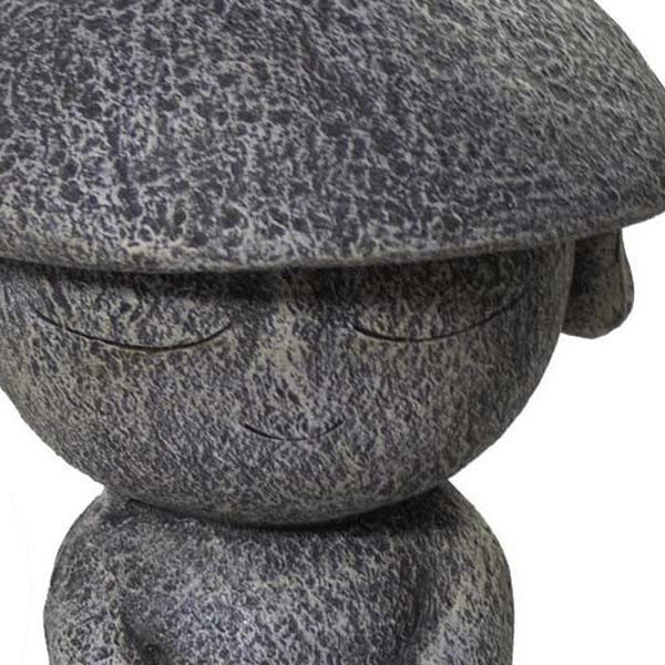 14" Gray Hatted Monk Indoor Outdoor Statue