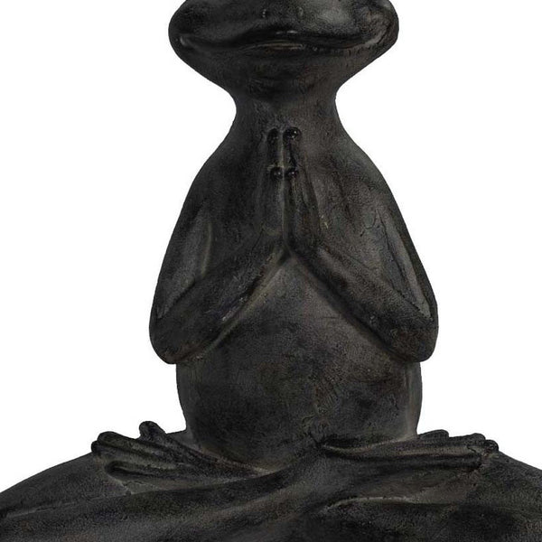 17" Black Zen Frog Indoor Outdoor Statue