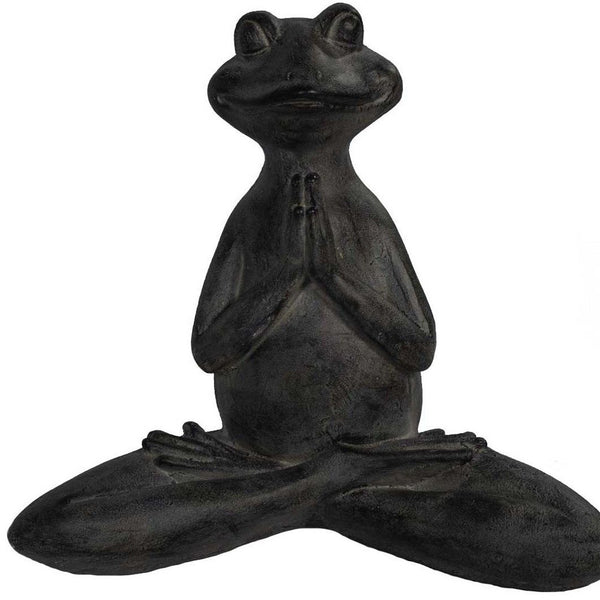 17" Black Zen Frog Indoor Outdoor Statue