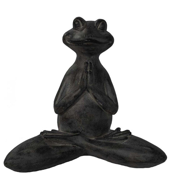 17" Black Zen Frog Indoor Outdoor Statue