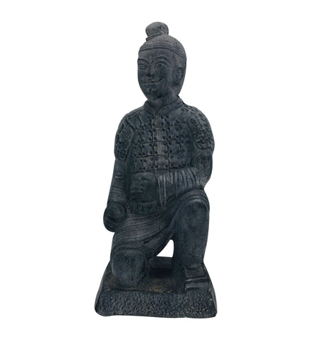 24" Kneeling Charcoal Warrior Statue Indoor Outdoor Statue