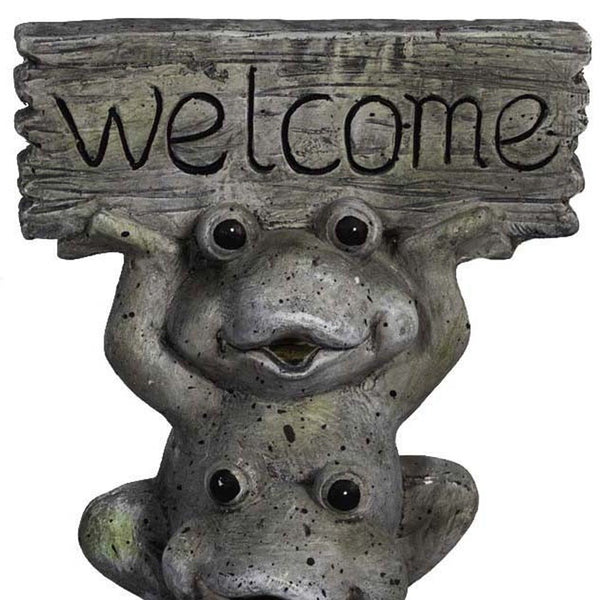 18" Gray Three Welcoming Frogs Indoor Outdoor Statue