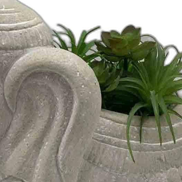 17" Cream Elephant with Succulents Indoor Outdoor Statue