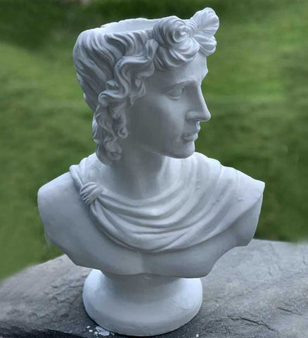 20" White Male Head Planter Indoor Outdoor Statue