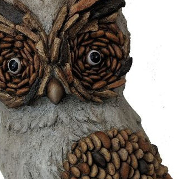 15" Brown and Charcoal Owl Indoor Outdoor Statue