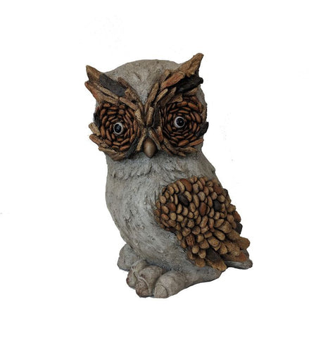 15" Brown and Charcoal Owl Indoor Outdoor Statue