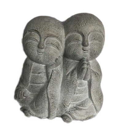 15" Two Monks Back to Back Indoor Outdoor Statue