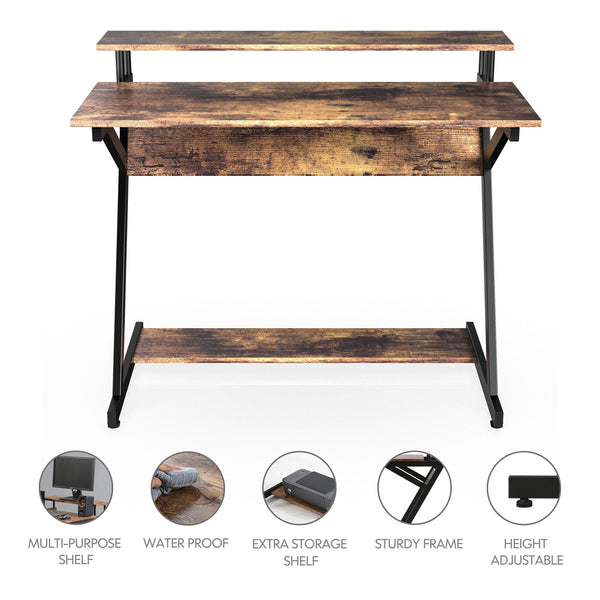 Espresso Brown Modern Rustic Writing Desk