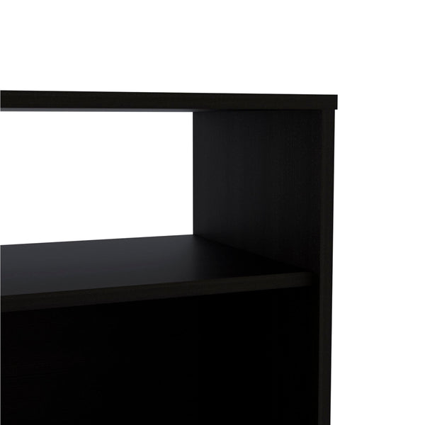 Black Wengue Nightstand with One Door Panel Cabinet