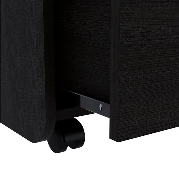 Black Nightstand with Two Drawers