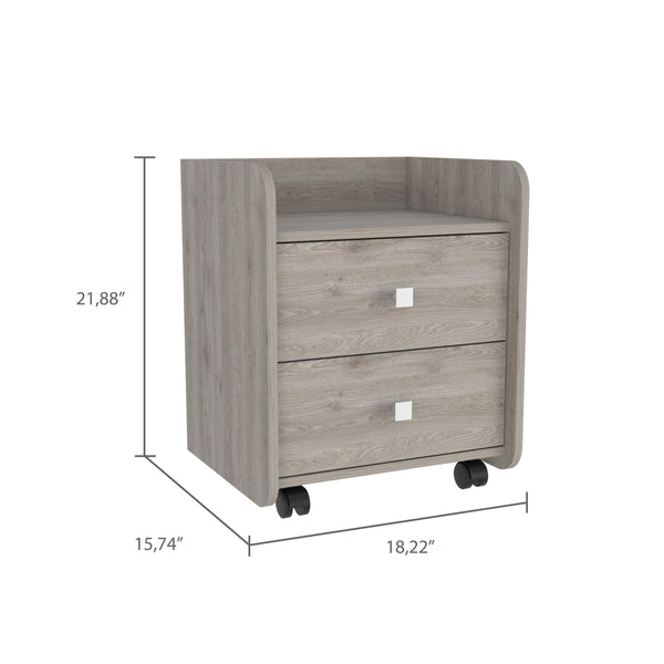 Light Gray Nightstand with Two Drawers