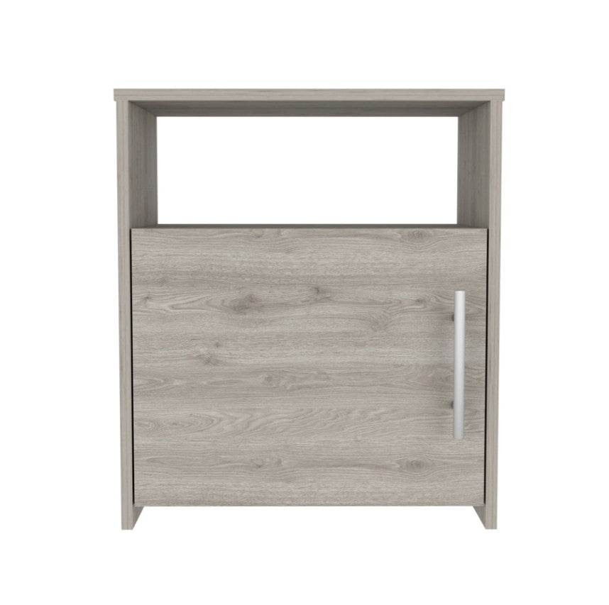 Light Gray Nightstand with One Door Panel Cabinet