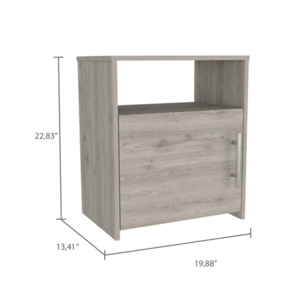 Light Gray Nightstand with One Door Panel Cabinet