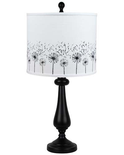 Black Candlestick Whimsical Dandelion Shade Table Lamp