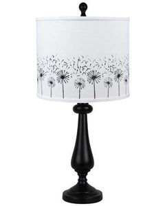 Black Candlestick Whimsical Dandelion Shade Table Lamp