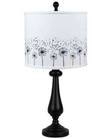 Black Candlestick Whimsical Dandelion Shade Table Lamp