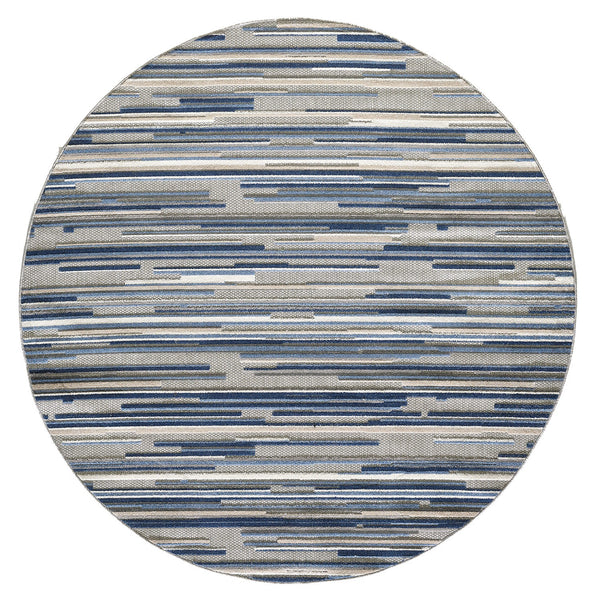 2’ x 4’ Blue Abstract Striped Indoor Outdoor Area Rug