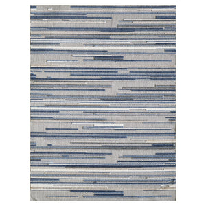 3’ x 5’ Blue Abstract Striped Indoor Outdoor Area Rug