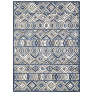 2’ x 4’ Gray Blue Aztec Pattern Indoor Outdoor Area Rug