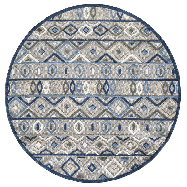 2’ x 4’ Gray Blue Aztec Pattern Indoor Outdoor Area Rug