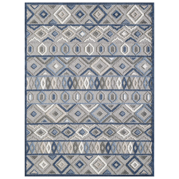 2’ x 4’ Gray Blue Aztec Pattern Indoor Outdoor Area Rug