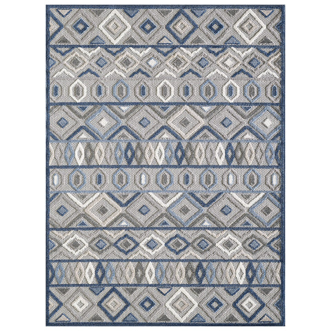 3’ x 5’ Gray Blue Aztec Pattern Indoor Outdoor Area Rug