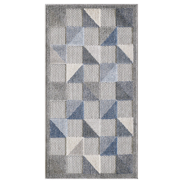 2’ x 4’ Blue Gray Triangle Indoor Outdoor Area Rug