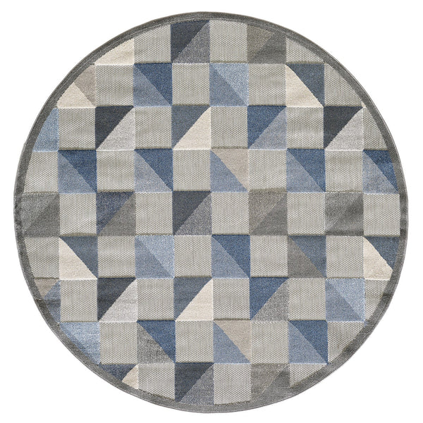 2’ x 4’ Blue Gray Triangle Indoor Outdoor Area Rug