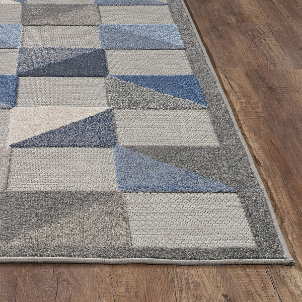 2’ x 4’ Blue Gray Triangle Indoor Outdoor Area Rug