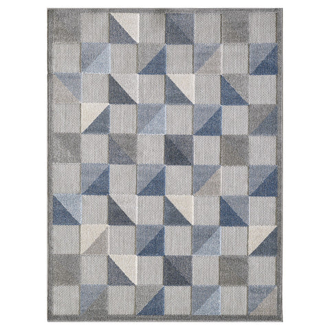 2’ x 4’ Blue Gray Triangle Indoor Outdoor Area Rug