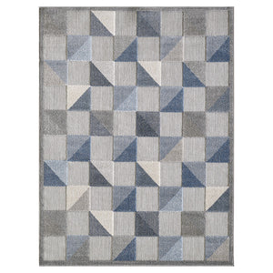 3’ x 5’ Blue Gray Triangle Indoor Outdoor Area Rug