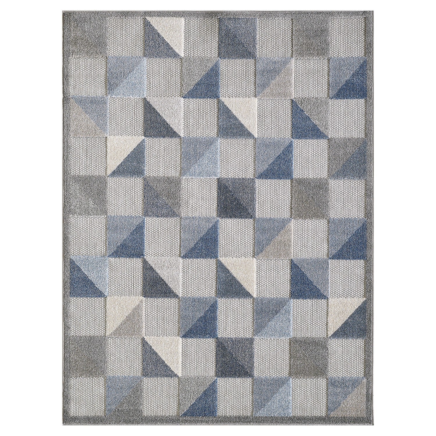 5’ x 7’ Blue Gray Triangle Indoor Outdoor Area Rug