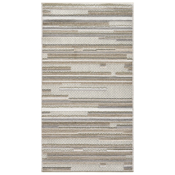 2’ x 4’ Gray Abstract Striped Indoor Outdoor Area Rug