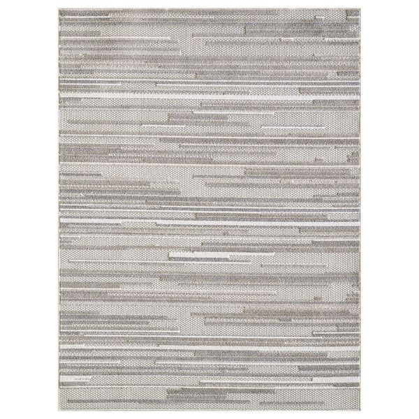 3’ x 5’ Gray Abstract Striped Indoor Outdoor Area Rug