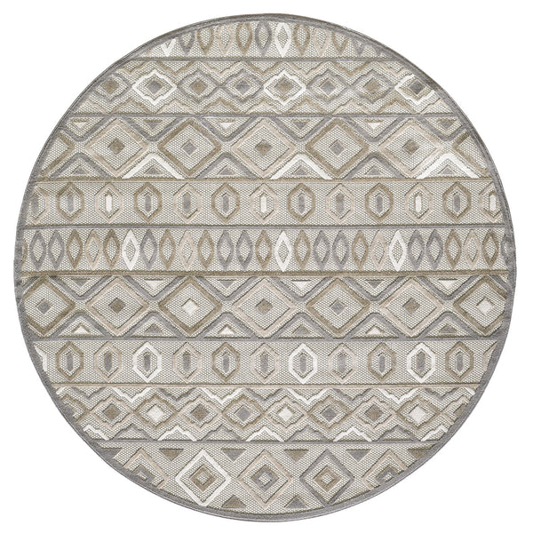 2’ x 4’ Gray Ivory Aztec Pattern Indoor Outdoor Area Rug