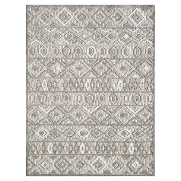 3’ x 5’ Gray Ivory Aztec Pattern Indoor Outdoor Area Rug