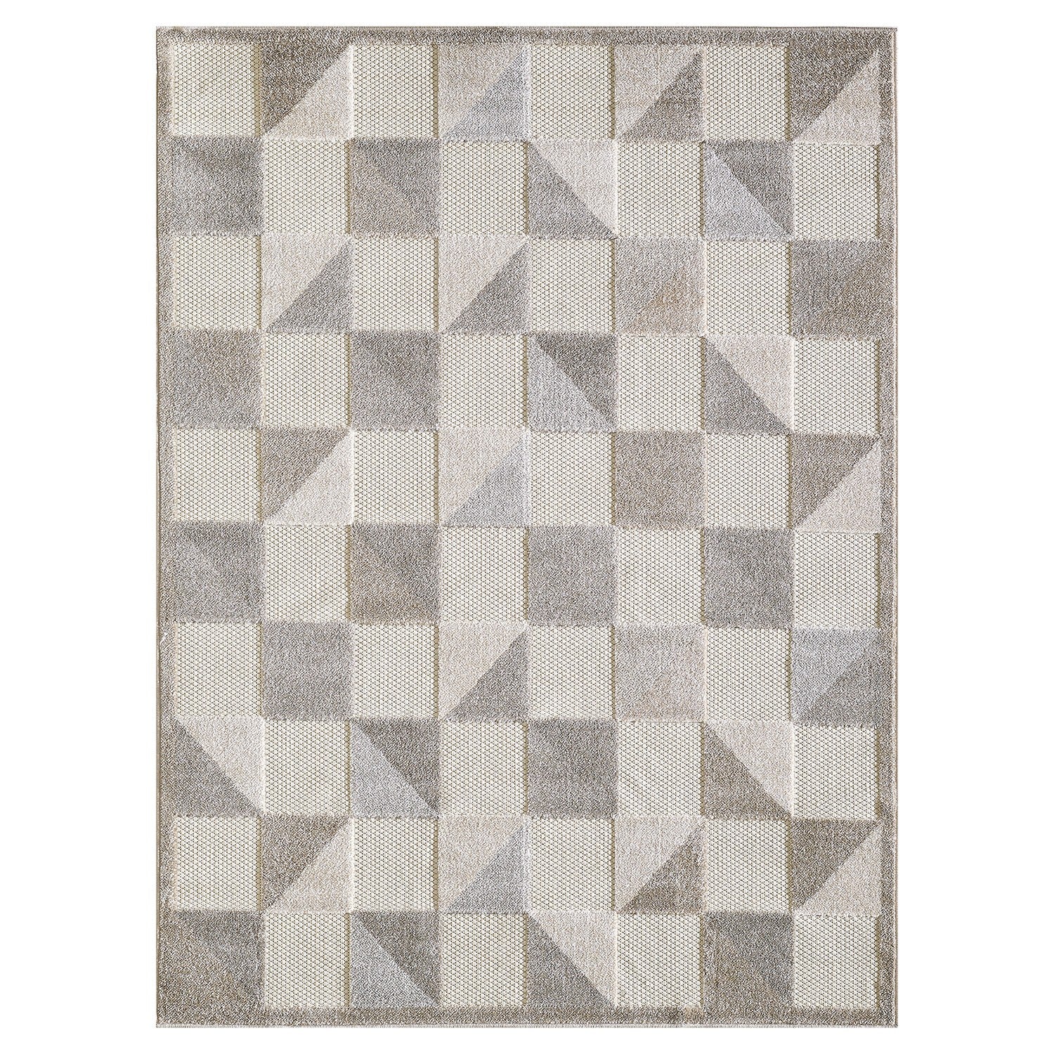 3’ x 5’ Gray Triangle Indoor Outdoor Area Rug