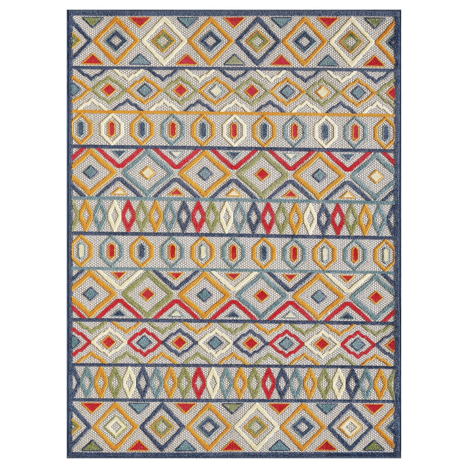 2’ x 4’ Multicolor Aztec Pattern Indoor Outdoor Area Rug