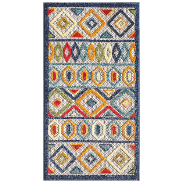 2’ x 4’ Multicolor Aztec Pattern Indoor Outdoor Area Rug