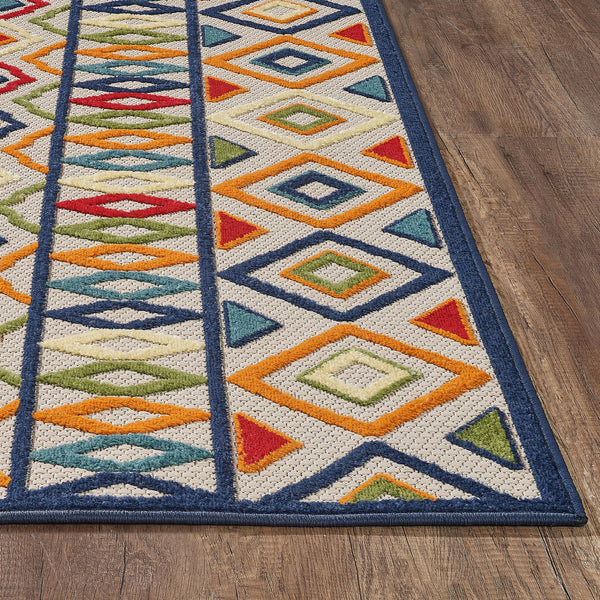 2’ x 4’ Multicolor Aztec Pattern Indoor Outdoor Area Rug