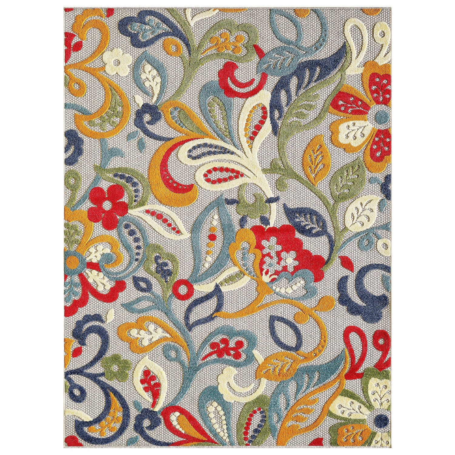 2’ x 4’ Multicolor Jacobean Floral Indoor Outdoor Area Rug