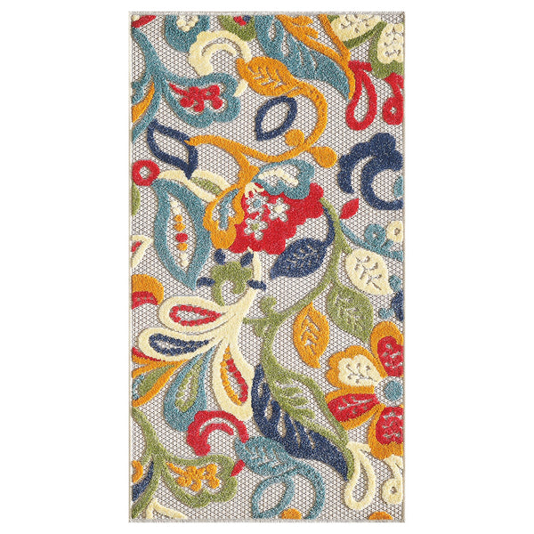 2’ x 4’ Multicolor Jacobean Floral Indoor Outdoor Area Rug