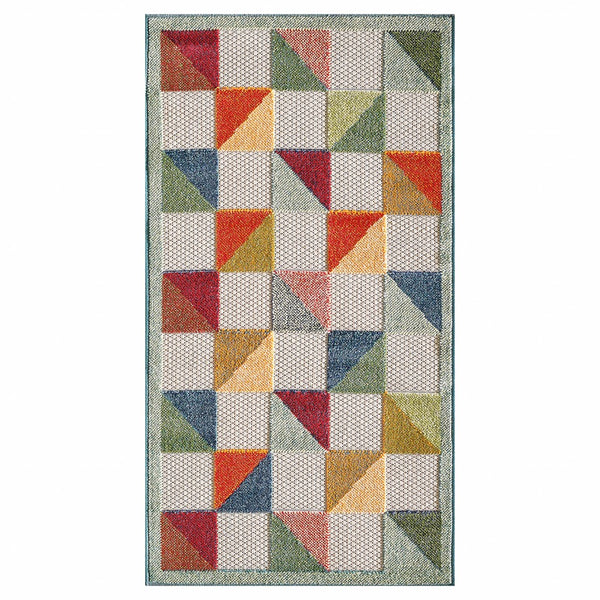 2’ x 4’ Orange Gray Triangle Indoor Outdoor Area Rug