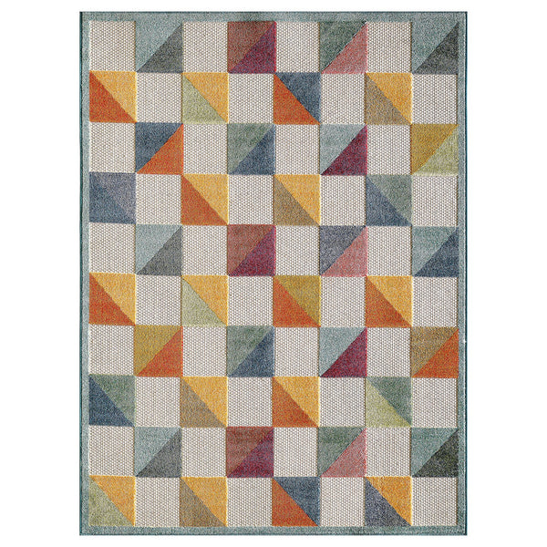 2’ x 4’ Orange Gray Triangle Indoor Outdoor Area Rug