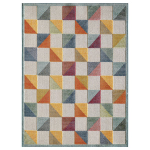 3’ x 5’ Orange Gray Triangle Indoor Outdoor Area Rug