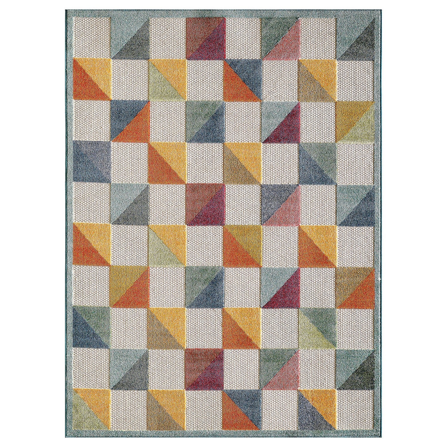 5’ x 7’ Orange Gray Triangle Indoor Outdoor Area Rug