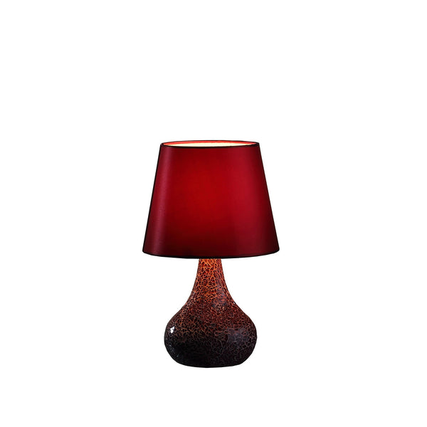 11” Stylish Red Glass Mosaic Table Lamp